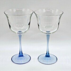 Americana Light Blue Cristal D'Arques Crystal Wine Glasses 7" flared Luminarc